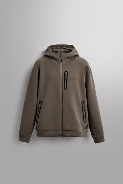TECHNICAL ZIP-UP Sand HOODIE